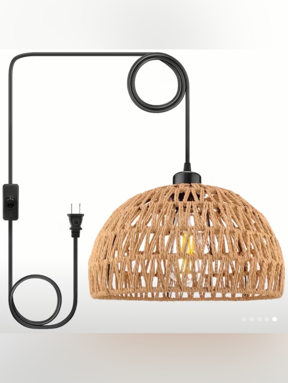 Woven Rope Pendant Lamp - Natural and Black